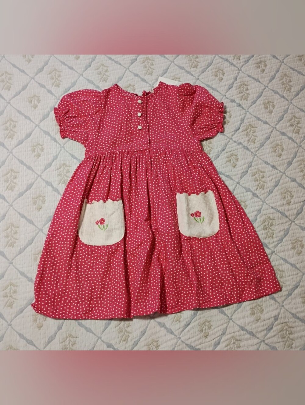 Bebe Organic Girls Lili Dress Cherry Dots 5Y NWT
